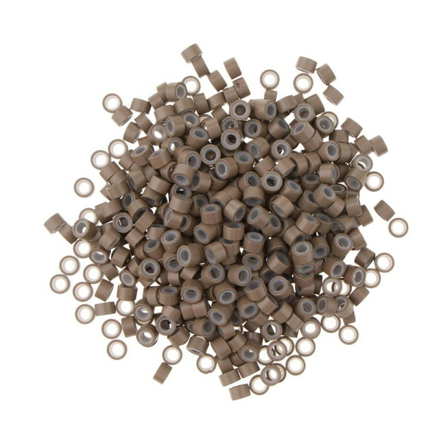 TISHITA 500 Pcs Micro s 3 mm Perles de Liaison Doublées en Silicone, Liens pour Rapprocher les Humains Brun Clair