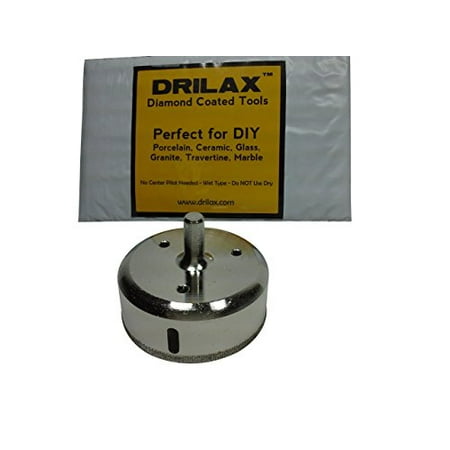 Drilax 2-7/8 inch  Diamond Coated Drill Bit Hole Circular Saw (Smaller Than 3  inch ) Ceramic, Porcelain Tiles, Glass, Marble, Granite, Quartz - Shower Wet Drilling Tool 2 7/8 Inches