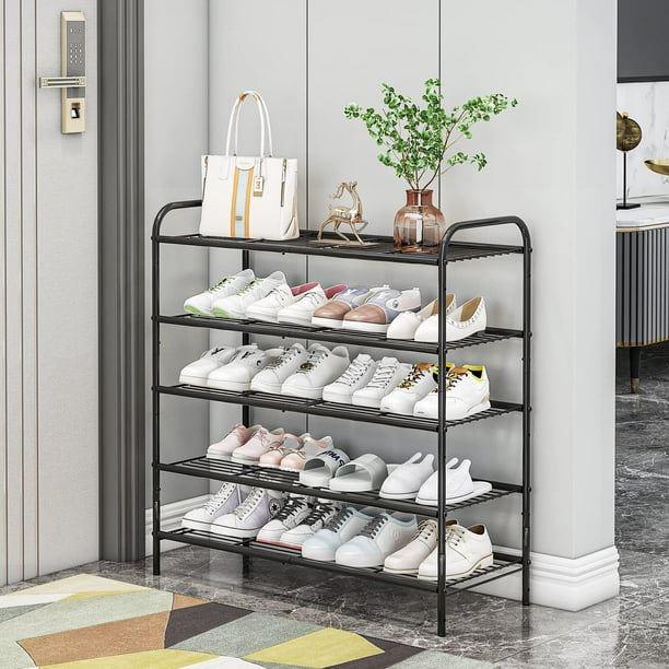 Zapatero de Metal de 5 Niveles, Organizador Zapatera de Acero Inoxidable, Organizador de Zapatos de Acero Inoxidable de Fácil de Montar, Ahorro de Espacio, para Sala de Estar, Dormitorio