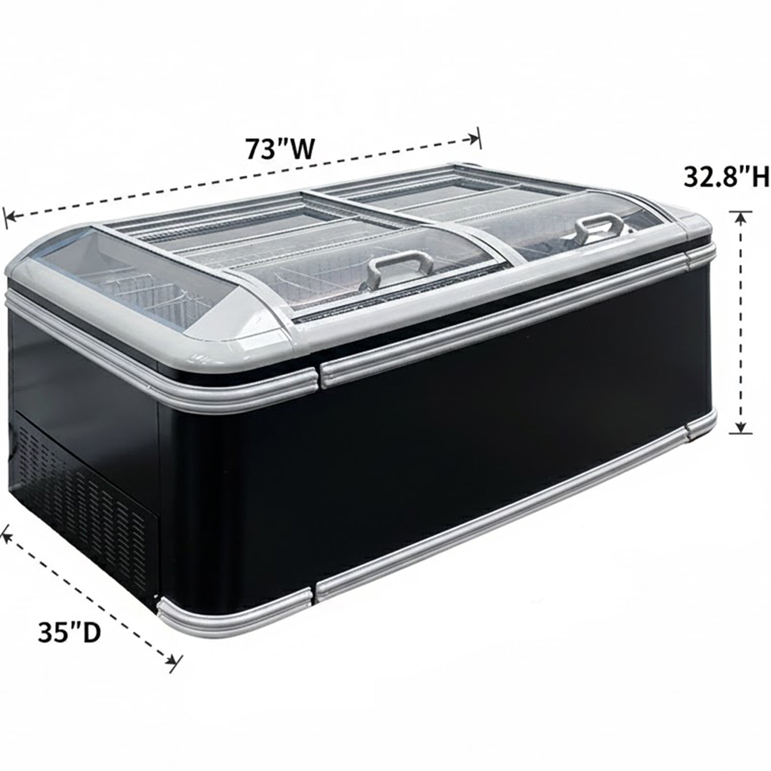 NSF 73" Commercial Island Freezer With Sliding Glass Top – Frost-Free Display Freezer for Supermarkets
