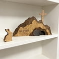 thumbnail image 4 of Wooden He Is Risen Easter Decor, Religious Resurrection Scene with Empty Tomb and Cross, Christian Figurine Set, for Home Church Office Table Centerpiece, Inspirational Holiday Gift, 4 of 6