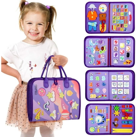 Busy Book for Toddlers 1-3 Year Old Girl Boy Birthday Gift - Busy Board for Toddlers 2-4, Montessori Educational Learning Travel Activities Toys for Kids Ages 2-3