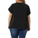 thumbnail image 3 of Blusas de verano de manga corta con pliegues y cuello redondo para mujeres de tallas grandes Agnes Orinda 4X negras, 3 of 6