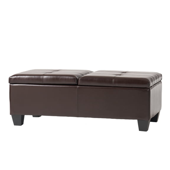 Olton Brown Bonded Leather Storage Ottoman