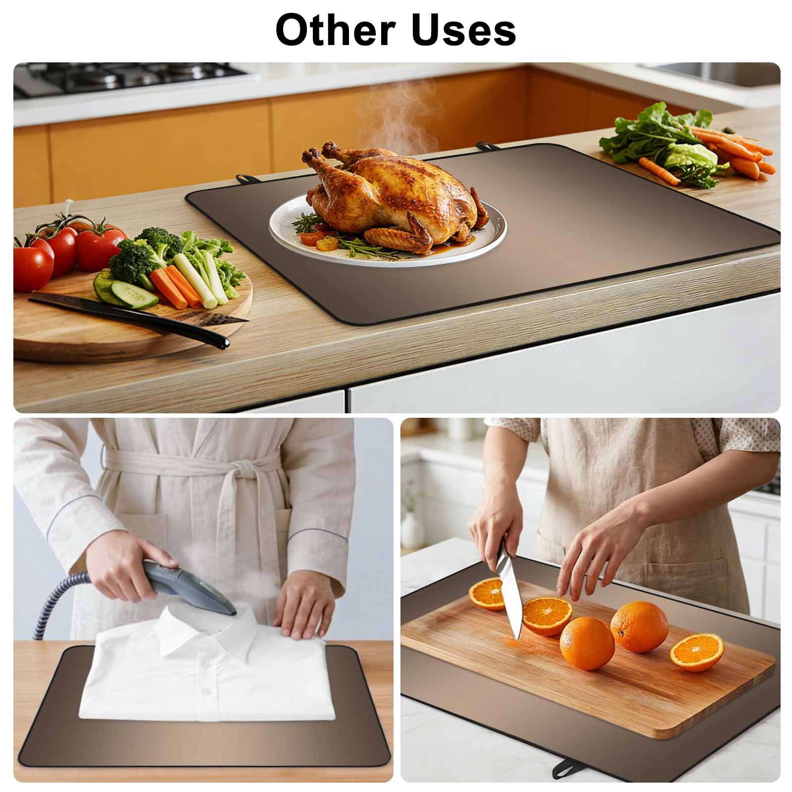 Brown Ombre Stove Top Cover for Electric Stove, Heat-proof & Non Slip Glass Top Stove Cover Protector, Modern Gradient Abstract Art Kitchen Flat Cooktop Rubber Mat 28.5x20.5 Inches