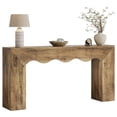 thumbnail image 1 of Fnova 63" Farmhouse Console Table with Wave Edge, Long Narrow Wood Entryway Table, Sofa Table for Living Room, Hallway, Behind Couch, Light Brown, 1 of 12