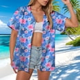 thumbnail image 4 of felwors Women Hawaiian Shirt Tropical Summer Beach Hawaii Shirts Floral Tropic Short Sleeve Button Up Top Blouses Aloha Luau Outfit (Sky Blue, L), 4 of 7