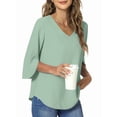 thumbnail image 3 of UVN Womens Blouses 3/4 Sleeve V Neck Summer Shirts for Women Chiffon Dressy Casual Tunic Tops, 3 of 9
