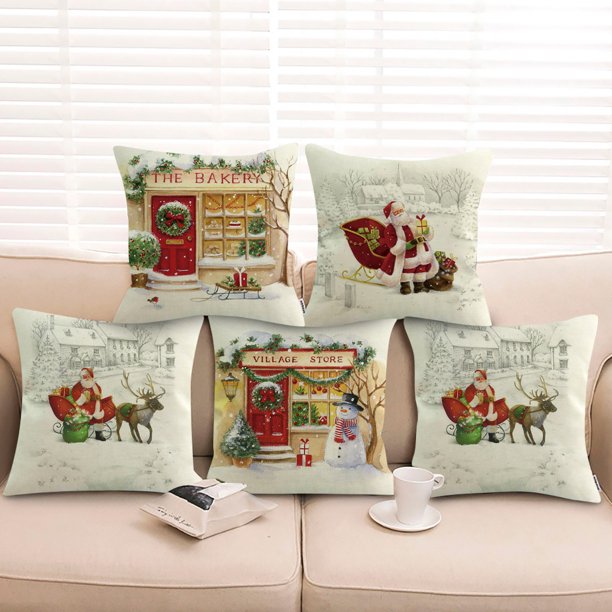 Ganfancp Navidad Melocotón Funda de Cojín Inicio Sofá Decoración Ofertas de La Semana Funda de Almohada Navideña de Terciopelo de Piel de Melocotón*1
