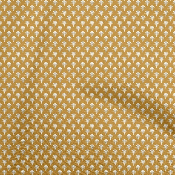 oneOone Cotton Flex Gamboge Yellow Fabric Asian Floral Block Sewing Material Print Fabric By The Yard 40 Inch Wide