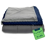 YOSITiuu Weighted Blanket for Adults - 15 LB King Size Heavy Blanket for Cooling & Heating - 100% Cotton Big Blanket w/ Glass Beads, Machine Washable Blankets - 86"x92", Navy