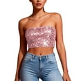thumbnail image 1 of Womens Tube Tops,Casual Strapless Basic Backless Sleeveless Bandeau Going Out Crop Sequins,Womens Tops, 1 of 8