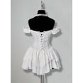 thumbnail image 3 of Womens White Off-Shoulder Corset Mini Dress With Ruffle Hem And Lace Detail, 3 of 9
