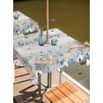 thumbnail image 2 of Outdoor Tablecloth with Umbrella Hole for Patio/Picnic/Party/Camping, Blue Beige Starfish Coastal Waterproof Table Cloth Square Cover Washable, Nautical Summer Beach Ocean (54"x 54"), 2 of 8