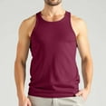 thumbnail image 2 of Camiseta sin mangas de manga corta de verano para hombre: camiseta deportiva informal de color liso, poliéster, ligera (S-XXXL), 2 of 5