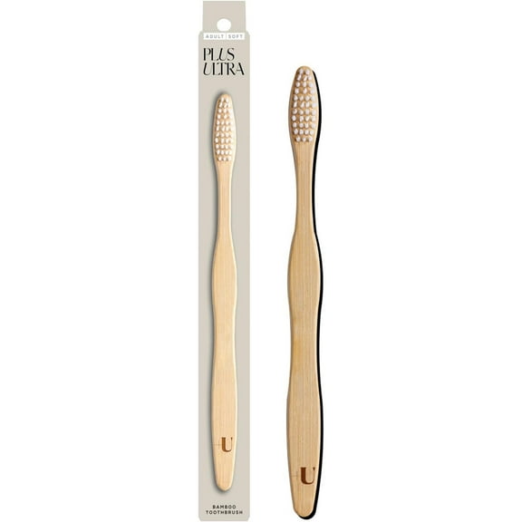 PLUS ULTRA Bamboo Toothbrush, Soft Bristle All-Natural Toothbrush,  U Logo Etched on Handle