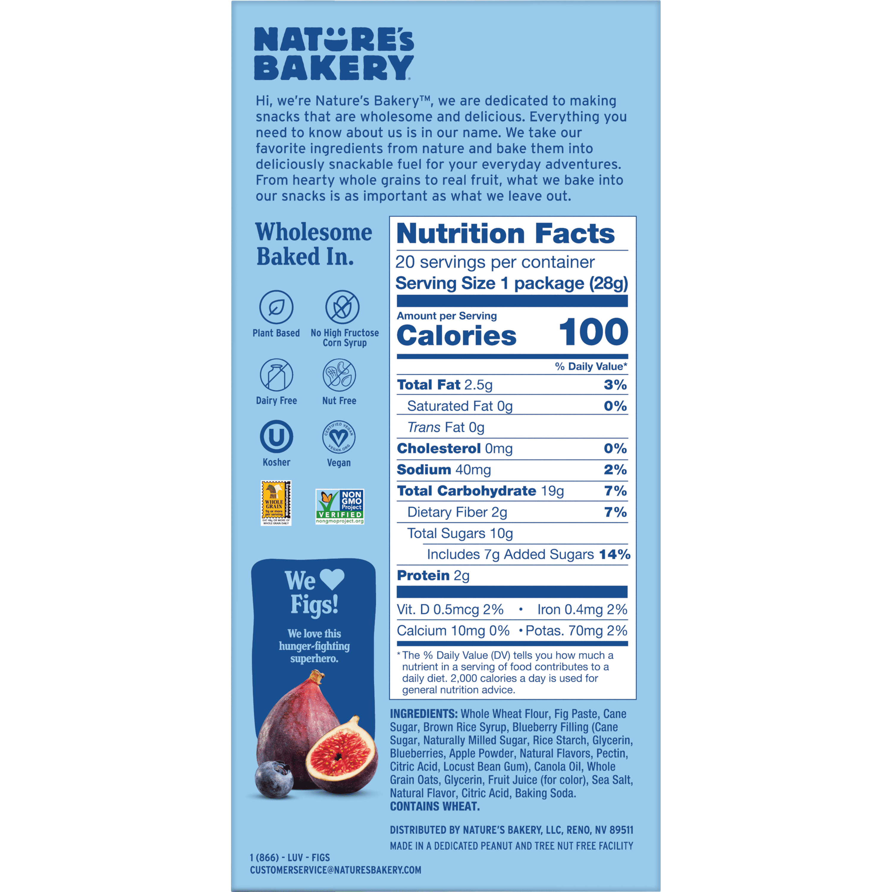 Nature’s Bakery Blueberry Fig Bar Minis, 1 oz, 20 Count
