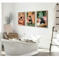 thumbnail image 4 of Pink Bathroom Cat Wall Art Black Cat Sitting on Toilet Reading Canvas Posters Funny Cat Bathroom Prints Pink Animal Pictures Green Botanical Painting Wall Decor for Bathroom (Framed canvas), 4 of 6
