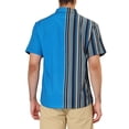 thumbnail image 3 of INSPIRE CHIC Men's Shirts Short Sleeve Summer Cotton Patchwork Button Down Shirts M Sky Blue, 3 of 6