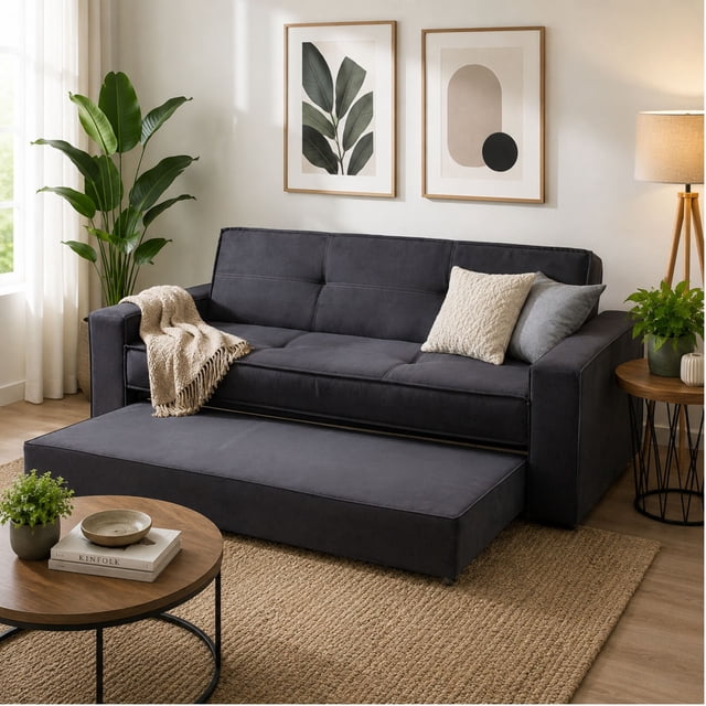 Sofá Cama M & E MUEBLES Confort Clean Gris Oxford Individual 3 Posiciones Con Cama Oculta