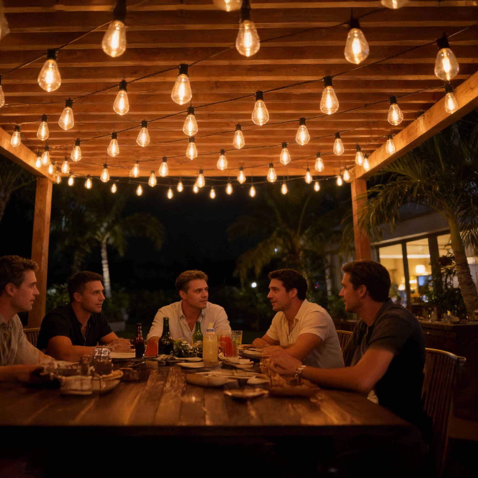 Yescom 200Ft Commercial LED Outdoor String Lights with 104 Shatterproof ST38 Vintage Edison Bulbs IP44 Waterproof Dimmable UL Listed for Wedding Event