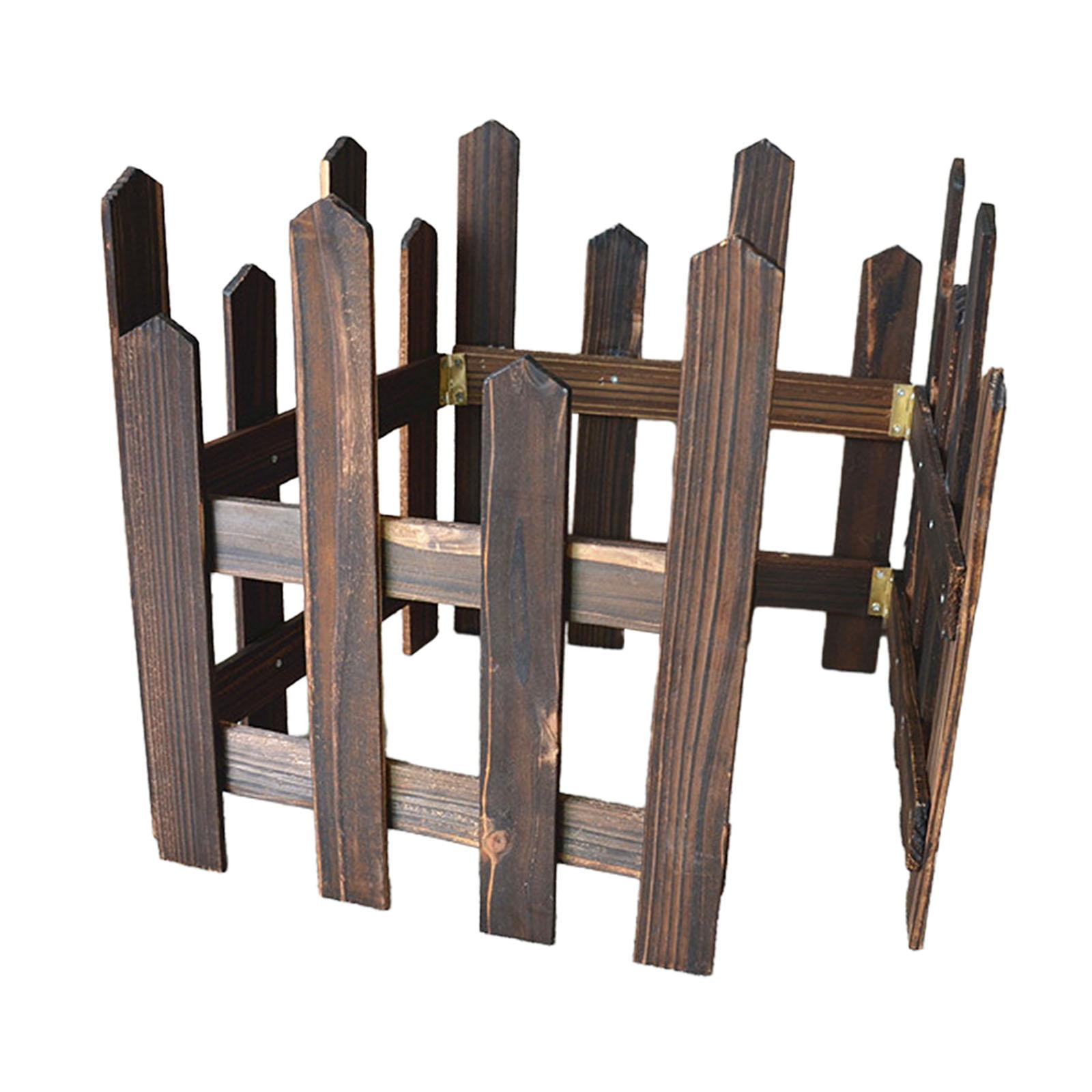 Colaxi Landscape Edging Border Fence Wood Fence DIY Gardening Wooden Garden Fence,Picket Fence for Edgings Flowerbeds, Plant Borders Brown Height 35cm