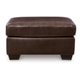 thumbnail image 2 of Benjara Orion Ottoman, 34 Inch Rich Dark Brown Real and Faux Leather Cushion, 2 of 5