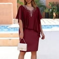 thumbnail image 4 of Dress Shirts For Women, Chiffon Plus Size Summer Solid Color V Neck Mid Sleeve Casual Dress Long Maxi Women Shorts Under Dresses Cute Spring Engagement Dresses (S, Wine) ZMTing, 4 of 5