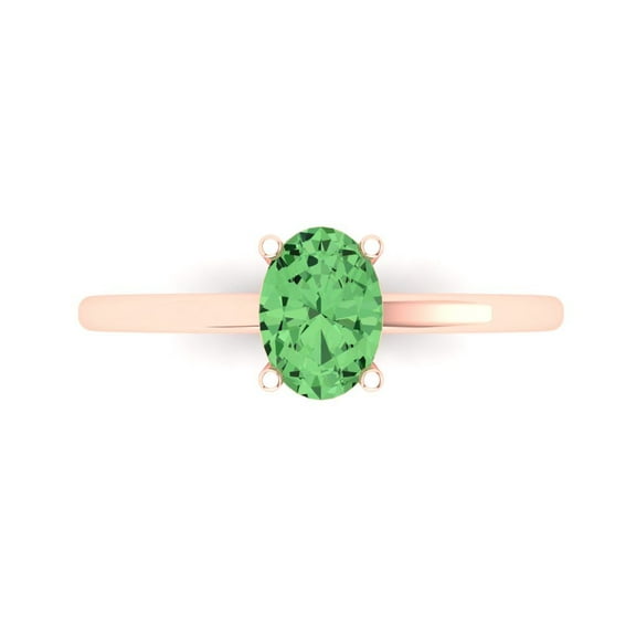 Clara Pucci 14K Rose Gold 1ct Green Solitaire Ring for Women