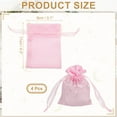 thumbnail image 2 of Uxcell Satin Bags with Drawstring, 3x4 Inch Wedding Favor Bag Mini Gift Packaging for Birthday Christmas Jewelry Party (Pink, Pack of 4), 2 of 7