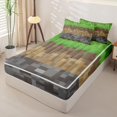 thumbnail image 2 of Erosebridal Pixel Geometric Plaid Zipper Twin Comforter Sets with Fitted Sheet and 2 Pillowcases,Classic Checkered Print Zipper Bedding Set For Boys,Gamepad Reversible,4pcs, 2 of 7