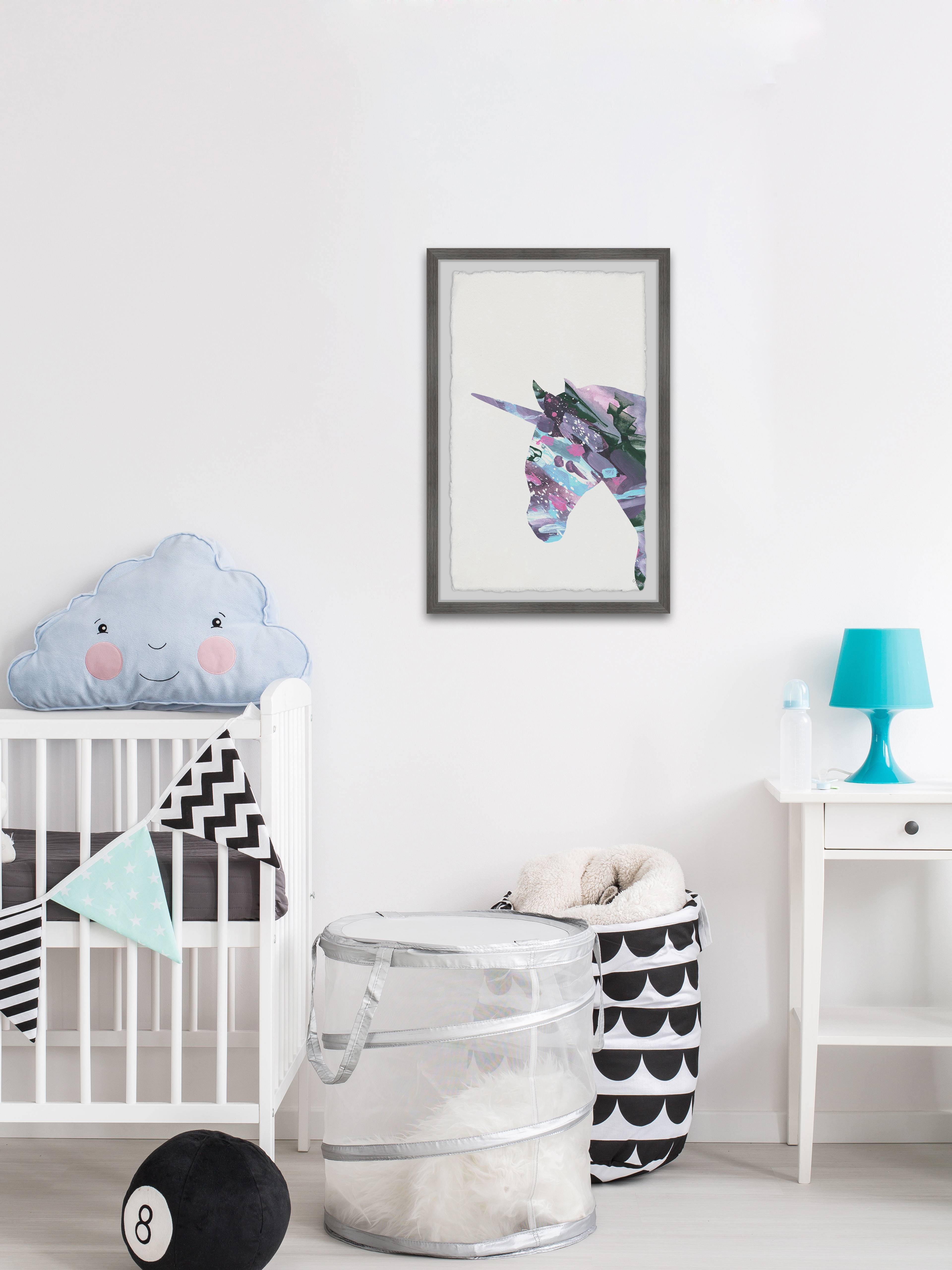 Marmont Hill Dashing Unicorn Ii Framed Wall Art, 24.00" x 1.50"