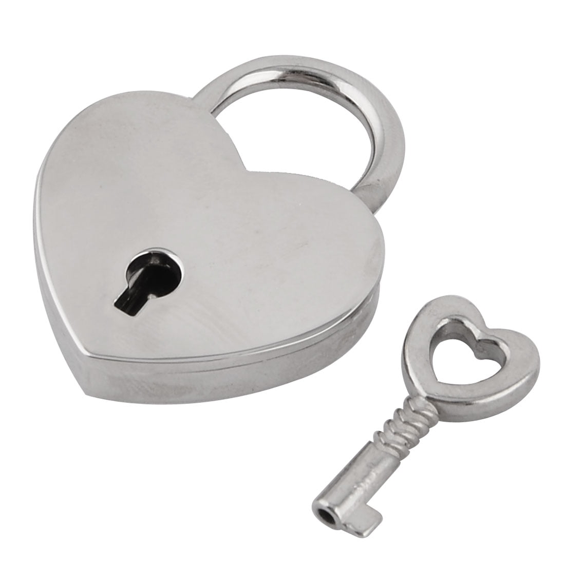 2Pcs Silver Metal Heart Shape Padlock Luggage Luggage Bags Lock With Key Mini Vl 