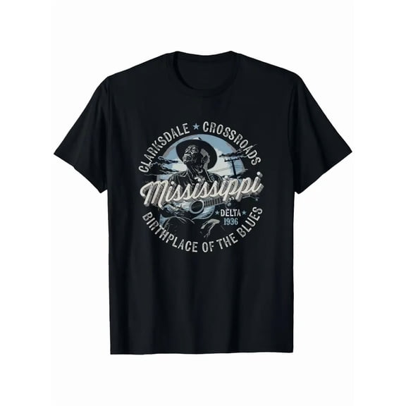 Clarksdale Mississippi - Birthplace of the Blues T-Shirt T-Shirt Real One T-shirt Interesting Slang T-shirt 100% Pure Cotton Gift For Men Women Dad Mom and Friends Large Sizes