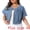Light Blue, variant on DARING DIVA Women's Plus Size Crew Neck Button Down Cropped Denim Vest 1X Black
