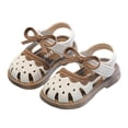 thumbnail image 2 of Afuyipoi ​Girls Closed Toe Sandals, Toddler and Little Kids Sweet Bow Cut-Out Shoes, Soft Sole Non-Slip Ruffle Summer Beach Sandals White Size 12.5 (Little Kids), 2 of 6
