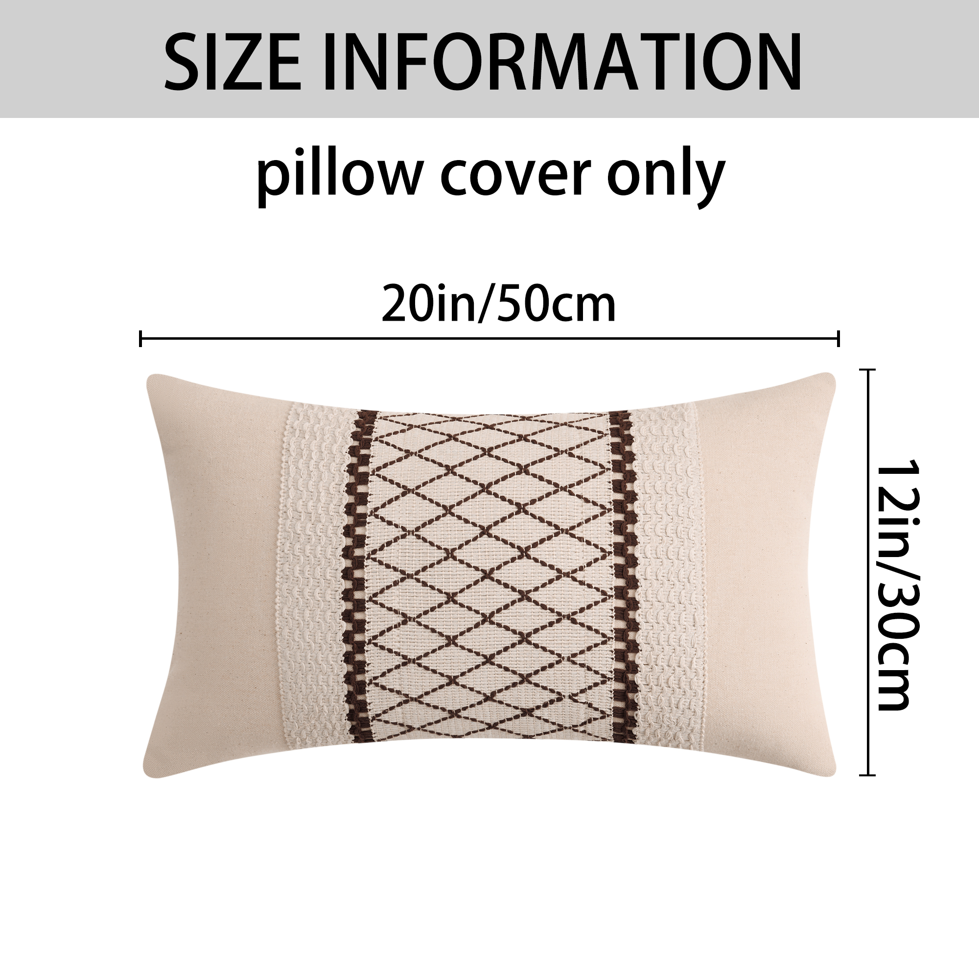 Unique Bargains Geometry Weave Patchwork Pillow Covers Set of 2 Brown 12" x 20"
