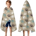 thumbnail image 3 of Paw Prints Hooded Bath Towel，50"x30" for Ages 3 To 12 Kids, Quick Dry Lightweight Soft Microfiber Hood Beach Towel Cover Up for Kids, 3 of 7