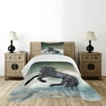 thumbnail image 4 of Ambesonne Fantasy Quilted Bedspread Set 2 Pcs, Black Unicorn in Ocean, Twin Size, Multicolor, 4 of 5