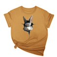 thumbnail image 1 of Tops de Cuello Alto para las Mujeres Amante Impreso Camiseta Cuello Redondo Manga Corta, Poliéster Spandex, 1 of 7