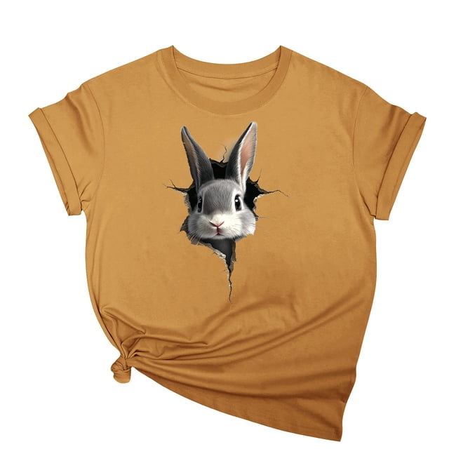 Tops de Cuello Alto para las Mujeres Amante Impreso Camiseta Cuello Redondo Manga Corta, Poliéster Spandex