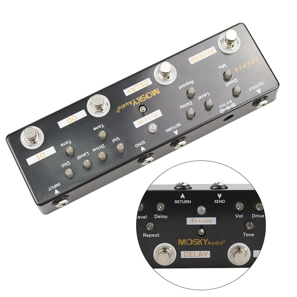 Mosky 5-In-1 Guitar Multi-Effect Pedal Distortion Delay Reverb Overdrive Loop
