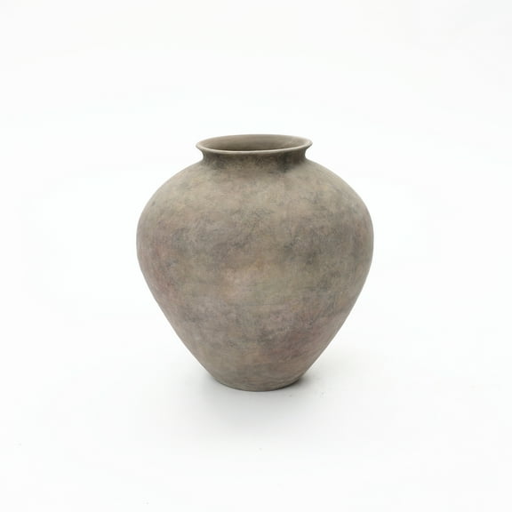 LuxenHome Rustic Ceramic Vase, 12.6" Tall Terracotta Pot with Earthy Gray-Brown Finish, Handcrafted