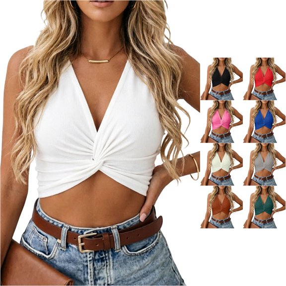 Cropped Muscle Tank Top Sleeveless Casual Vest Summer Fashion Workout Tee Top and Shorts Set for Women S