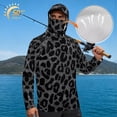 thumbnail image 3 of SEANATIVE Men's Fishing Hoodie UV Protection Hooded Top Long Sleeve Sun Block Top with Mesh Mask Fishing Clothes Sun Shirt Athletic Wear Outfit for Men, S, Gray Leopard Print, 3 of 7