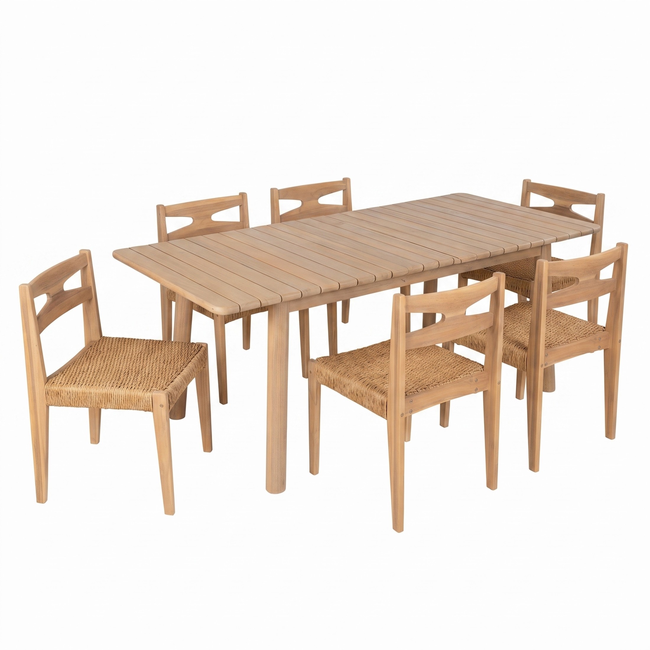 Christopher Knight Home 7-Piece Coastal Extendable Acacia Wood Outdoor Dining Set, Light Teak