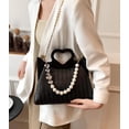thumbnail image 2 of Kukuzhu Straw Tote Bag for Women Mini Pearl Handbag Purses Summer Woven Crossbody Shoulder Bag Straw Beach Bag with Heart Handle, 2 of 7