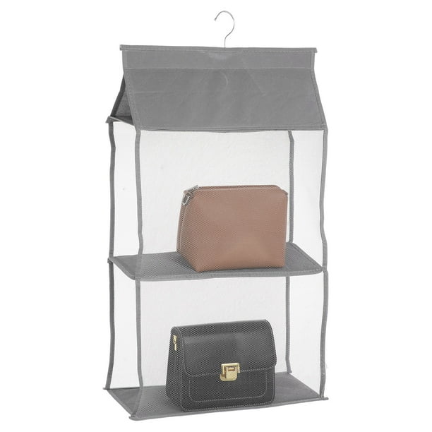 Organizador de bolso colgante para armario, organizador de bolso, almacenamiento de bolso (Gris, 2 bolsillos)