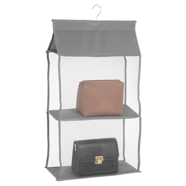 Organizador de bolso colgante para armario, organizador de bolso, almacenamiento de bolso (Gris, 2 bolsillos)