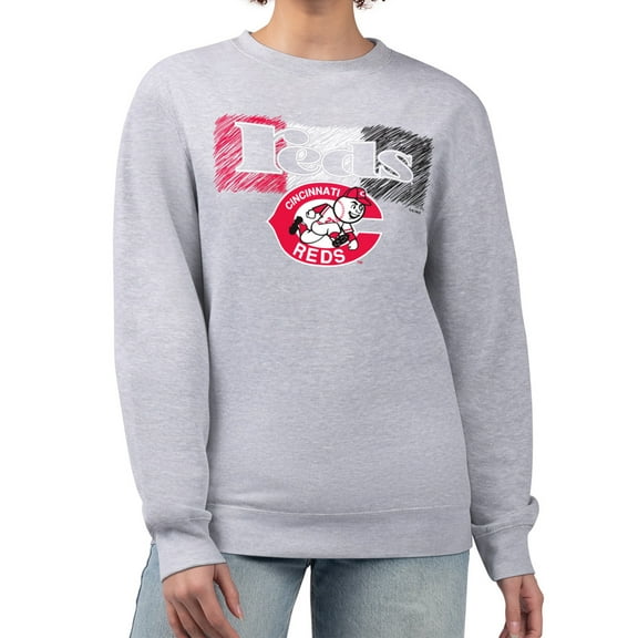 Women's Starter Gray Cincinnati Reds Team Color Shading Fleece Pullover Sweatshirt